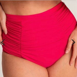 Shapermint High-Waisted Ruched Pink Bikini Shapeware Swim Bottom Small
